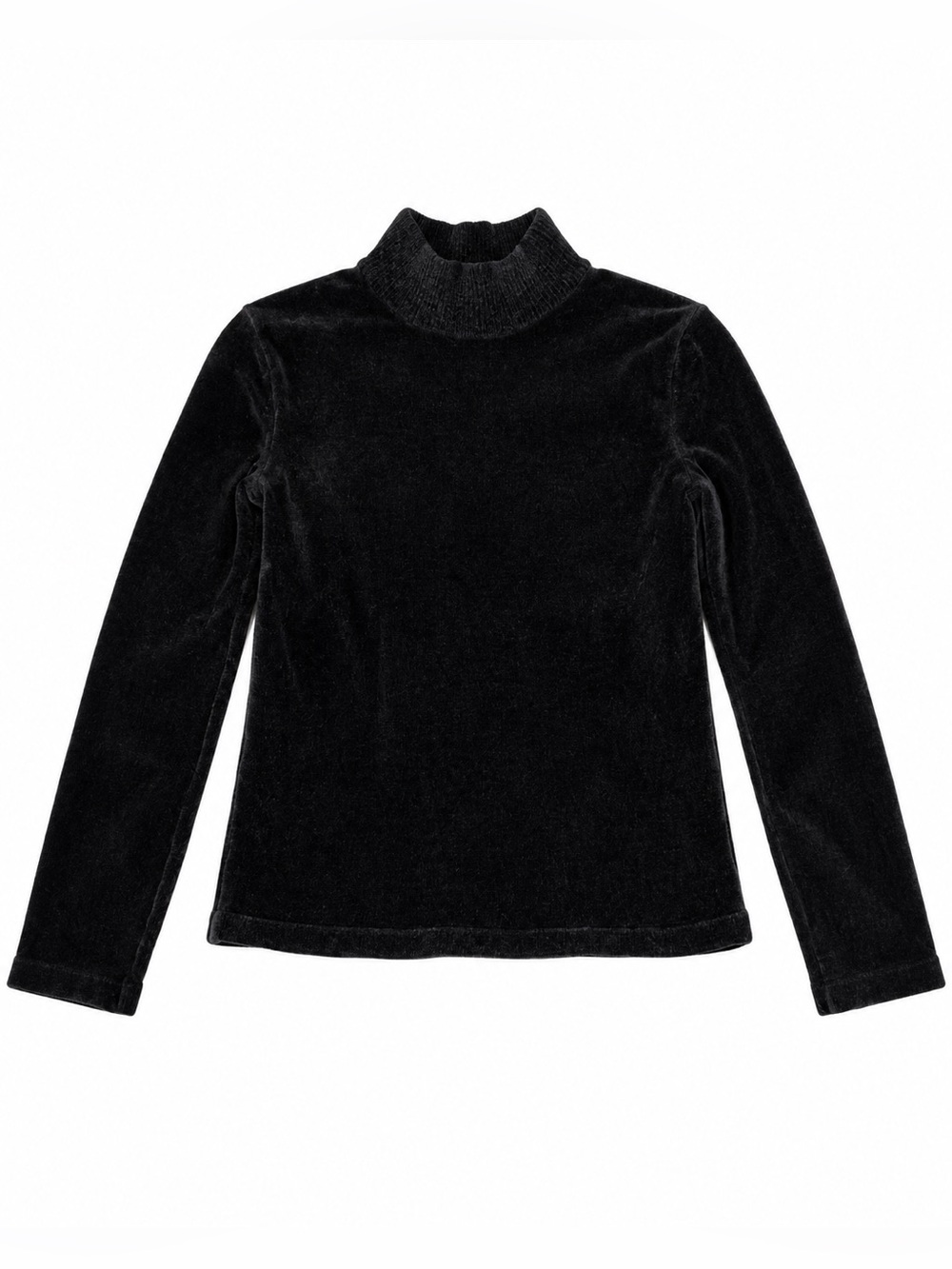 Zara Black Velvet Mock Neck Long Sleeve Top - Size M